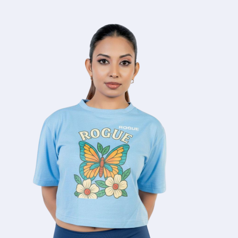 Butterfly Bloom Crop blue