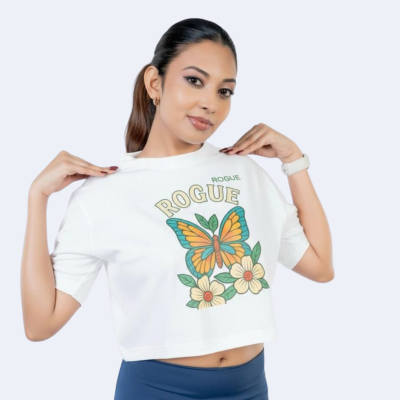 Butterfly Bloom Crop white