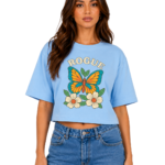 Butterfly Bloom Crop blue