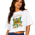 Butterfly Bloom Crop White